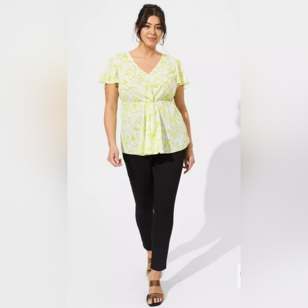 Torrid Georgette Twist Surplice Flutter Sleeve Bl… - image 2